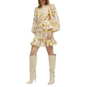 Significant Other Aisha Mini Dress Womens 8 AU 4 US Yellow Long Sleeve Floral